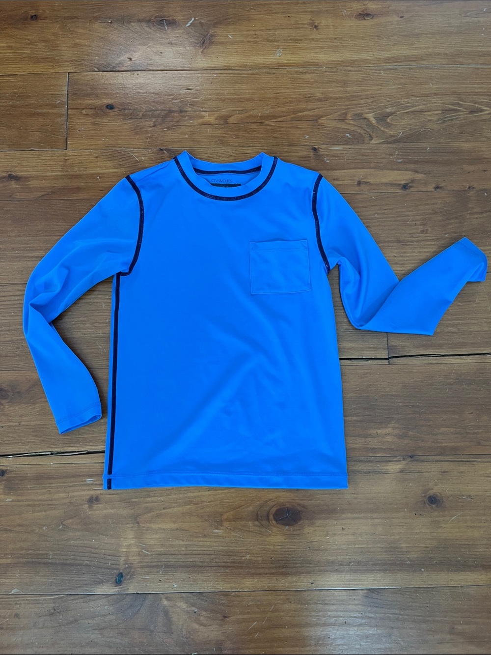 Crewcuts Boys Long-Sleeve Rashguard in Bright Blue with Black Trim